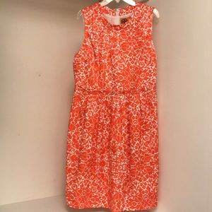 Tory Burch Orange and White Floral Midi Dress
